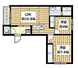 ポラリス中目黒 2LDKの間取図画像
