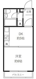 ロカーサ中目黒 1DKの間取図画像