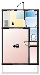 コーポ内坪 1Kの間取図画像