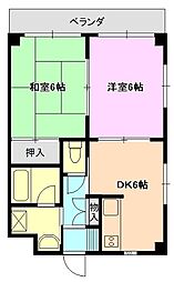 ルミエール根岸 2DKの間取図画像