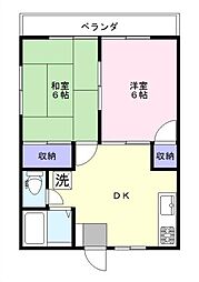 ラーク・タカ共和B 2DKの間取図画像