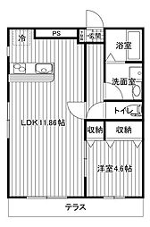 フルセイル下溝 1LDKの間取図画像