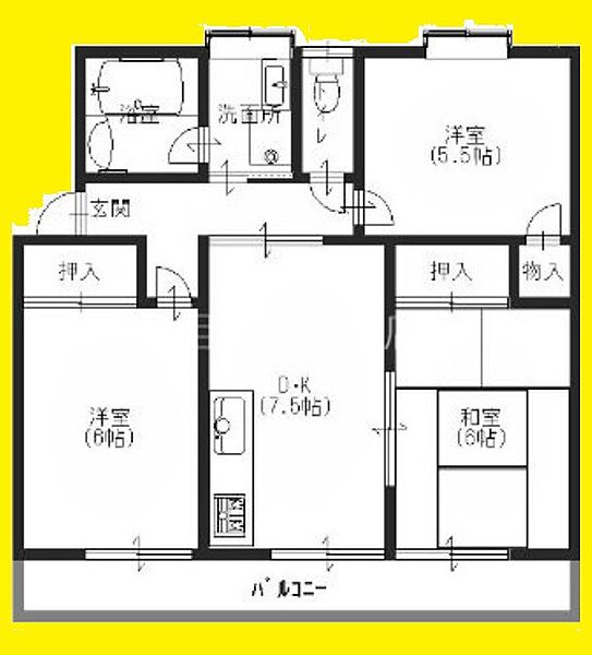 サンタハウス 103｜神奈川県相模原市中央区淵野辺本町５丁目(賃貸アパート3DK・1階・55.96㎡)の写真 その2