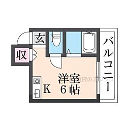 メビウス香里レジデンス ワンルームの間取図画像