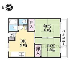 清水谷コーポ 2DKの間取図画像