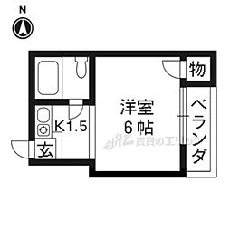 シップス甲斐田 1Kの間取図画像