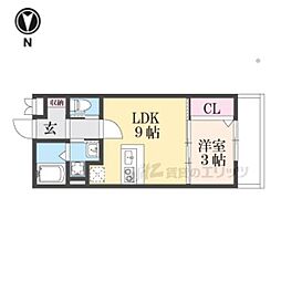chou chou makinosaka 1LDKの間取図画像