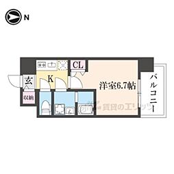 Osaka Metro中央線 長田駅 徒歩2分の賃貸マンション 12階1Kの間取り