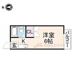エスポワール香里 ワンルームの間取図画像