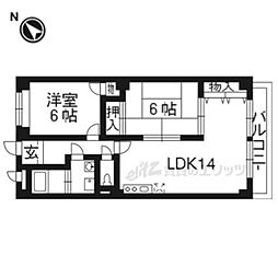サンガーデンヨコヤマ 2LDKの間取図画像