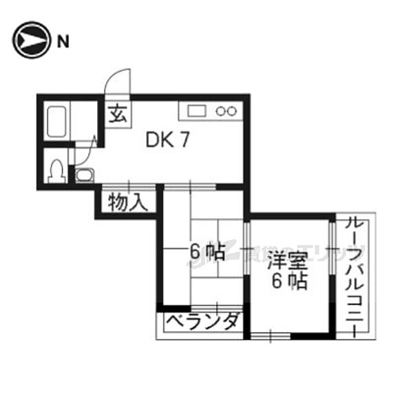 パールハイツ樟葉 303｜大阪府枚方市南楠葉１丁目(賃貸マンション2DK・3階・44.00㎡)の写真 その2