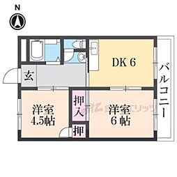 まるきハイツ清水町 2DKの間取図画像
