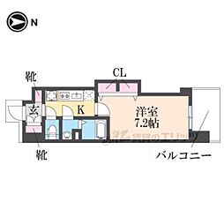 LUXENAKADOMA 1Kの間取図画像