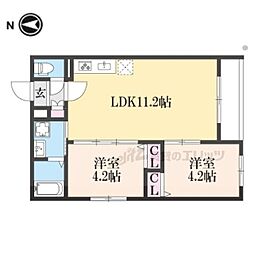Tio寝屋川市駅 2LDKの間取図画像