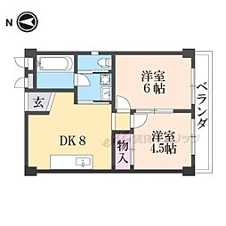 清水谷コーポ 2DKの間取図画像