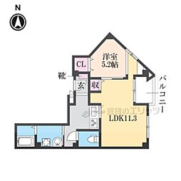アーカンシェル東寝屋川 1LDKの間取図画像