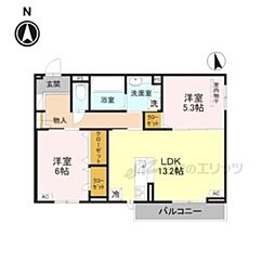 エクシードII 2LDKの間取図画像