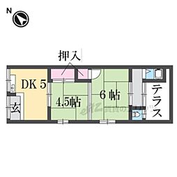 水戸文化西棟 2DKの間取図画像