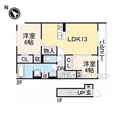 ローレルヒルズ富雄 2LDKの間取図画像