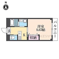 クラウディア中宮 1Kの間取図画像