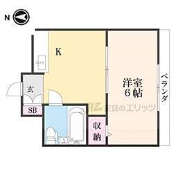 ロータリーマンション北之町 1Kの間取図画像