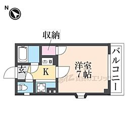 プレアール牧野 1Kの間取図画像