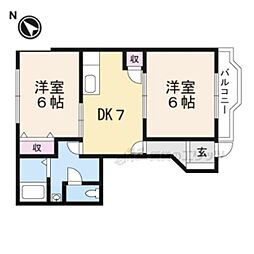 リエージュ 2DKの間取図画像