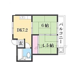 WESTヒルズ門真南 2DKの間取図画像