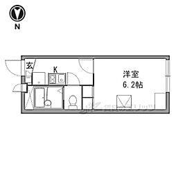 レオパレスヒカリ 1Kの間取図画像