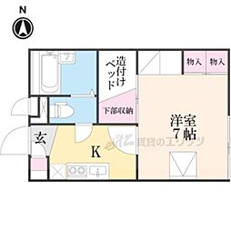 レオパレス池田 1Kの間取図画像