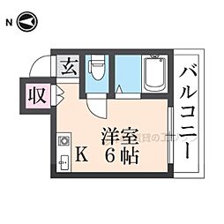メビウス香里レジデンス ワンルームの間取図画像
