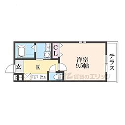 四條畷市岡山1丁目アパート 1Kの間取図画像