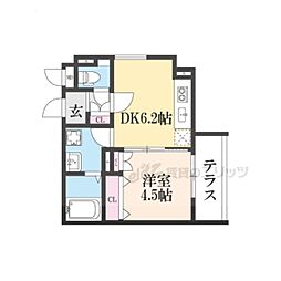 ラモーナ雁屋西町 1DKの間取図画像