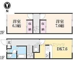 レオパレスグランデ2番館 2DKの間取図画像