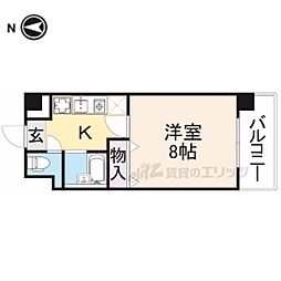 レコルト香里 1Kの間取図画像