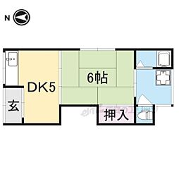 西川第2住宅 1DKの間取図画像