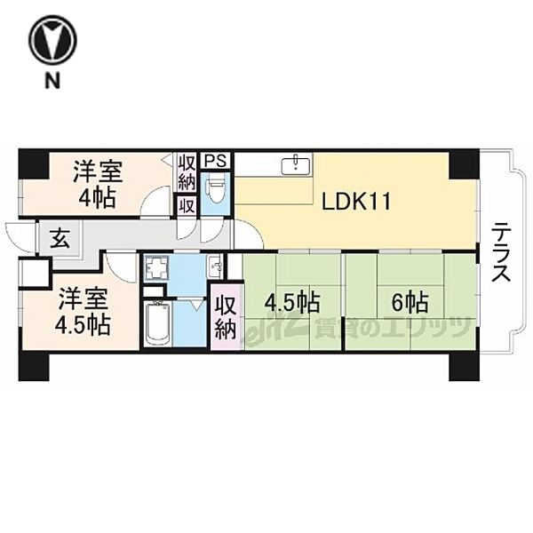 香里園オークヒルズII 101｜大阪府寝屋川市寿町(賃貸マンション4LDK・1階・71.47㎡)の写真 その2