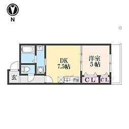 フジパレス弥刀駅北II番館 3階1DKの間取り