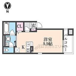 カルバス　ヴィラージュ 2階ワンルームの間取り