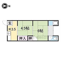 人見荘 2DKの間取図画像