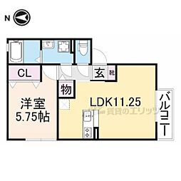 アンテレクテュエル 1LDKの間取図画像