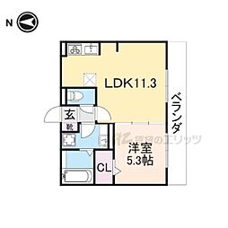 サニーソレイユ 1LDKの間取図画像