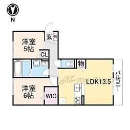 ドミール・ヨシダ・トロワ 2LDKの間取図画像