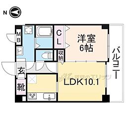 クレメント五位堂 1LDKの間取図画像