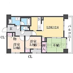 シャルマンコーポ桜井2 3LDKの間取図画像