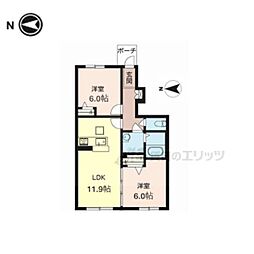 シャーメゾン東坊城 2LDKの間取図画像