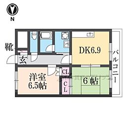 シャルマンコート 2DKの間取図画像