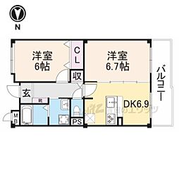 コートアプルーバルネオ 2DKの間取図画像