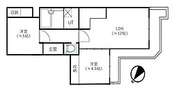 ロウタス三井 2LDKの間取図画像