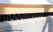 基礎と土台を絶縁することで、腐朽菌や、シロアリの被害を未然に防ぎ、建物の耐久性や建材の持つ性能を十分に発揮させます。キソパッキンロングを通して、基礎全周から床下内へ自然の風を送り込みます